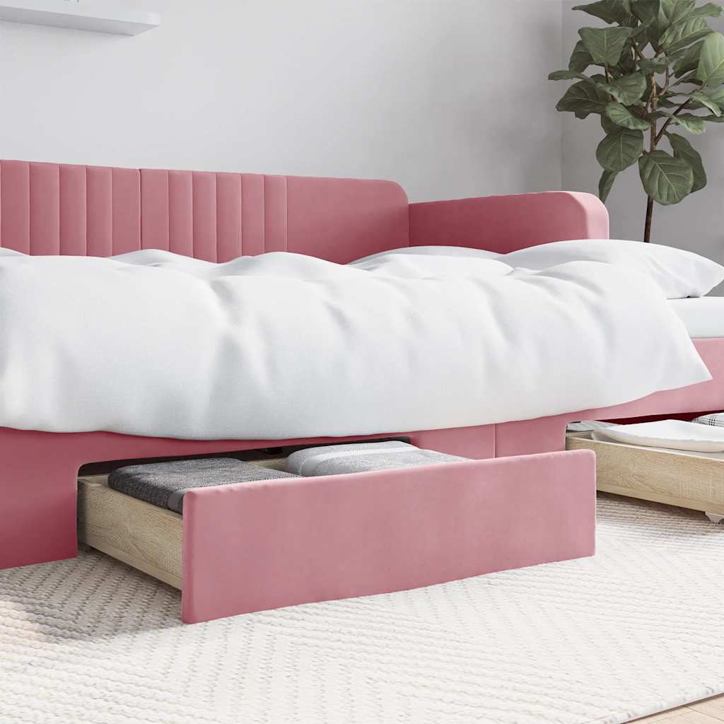 Cassetti da Letto 2pz Rosa in Legno Multistrato e Velluto - homemem39