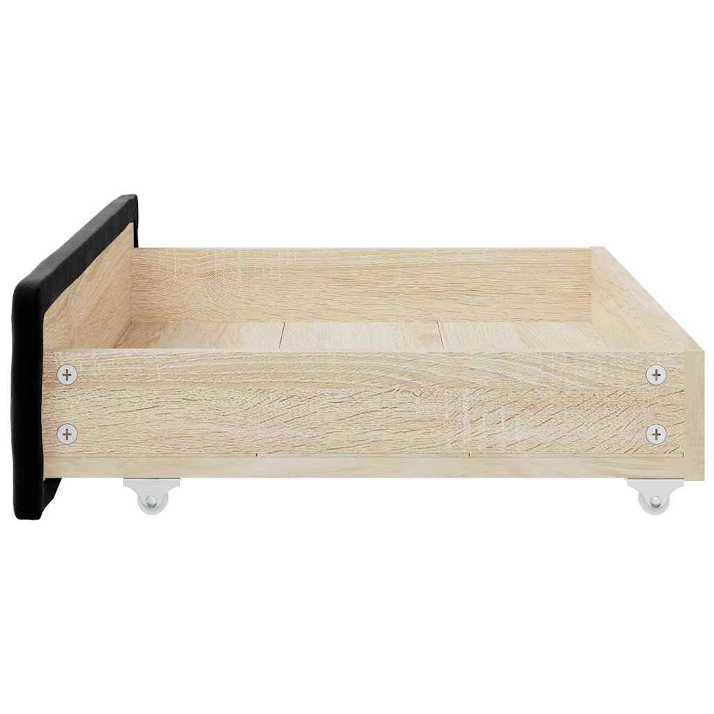 Cassetti da Letto 2pz Neri in Legno Multistrato e Velluto - homemem39