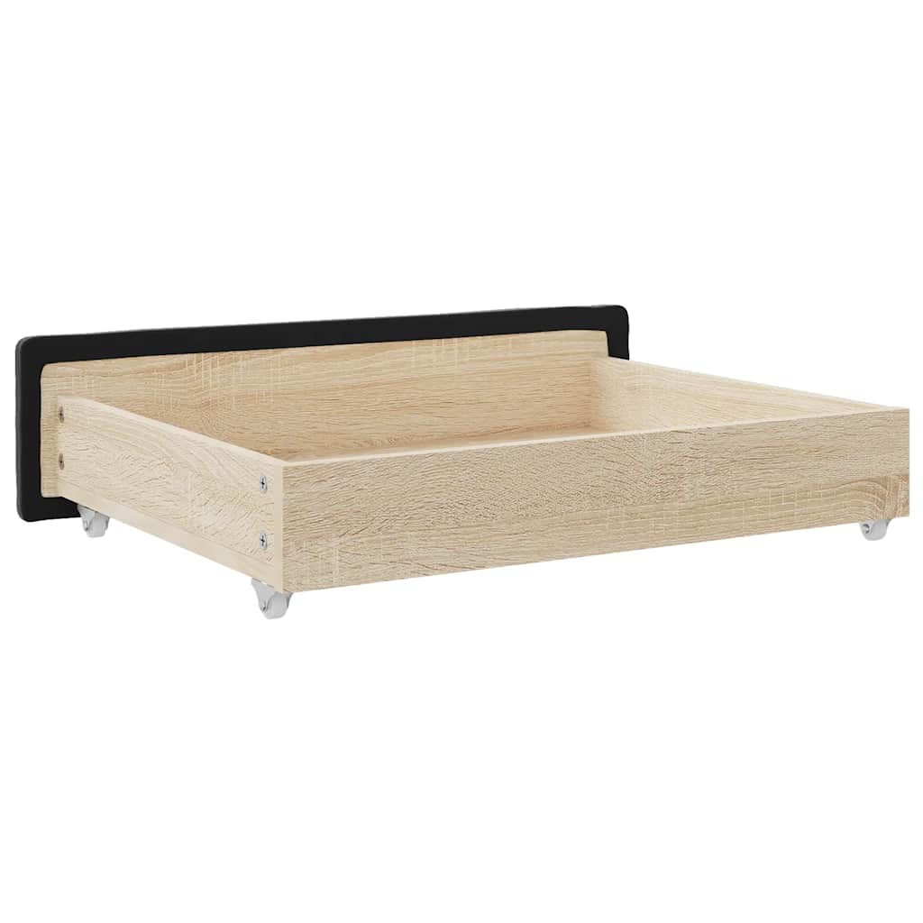 Cassetti da Letto 2pz Neri in Legno Multistrato e Velluto - homemem39