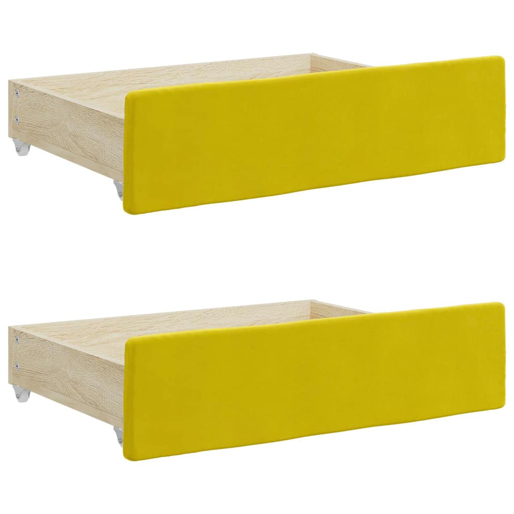 Cassetti da Letto 2pz Gialli in Legno Multistrato e Velluto - homemem39
