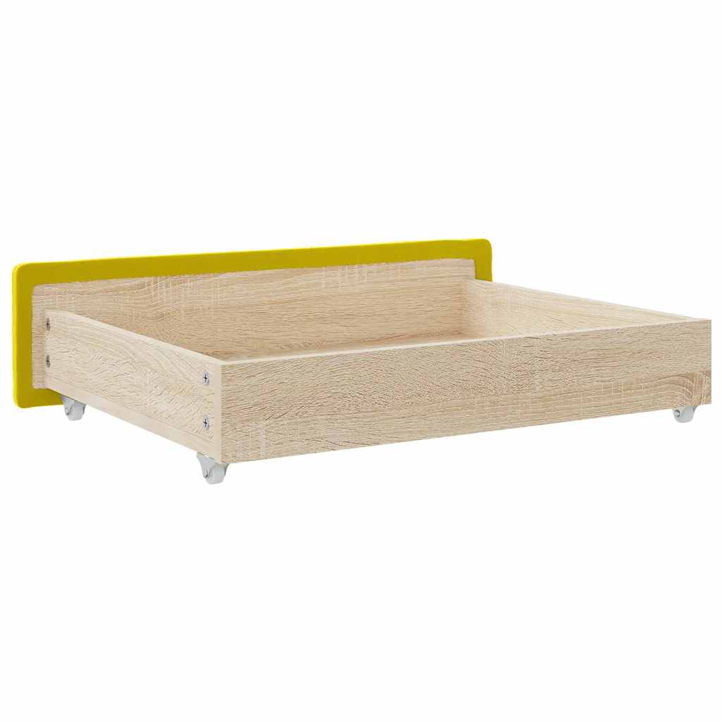 Cassetti da Letto 2pz Gialli in Legno Multistrato e Velluto - homemem39