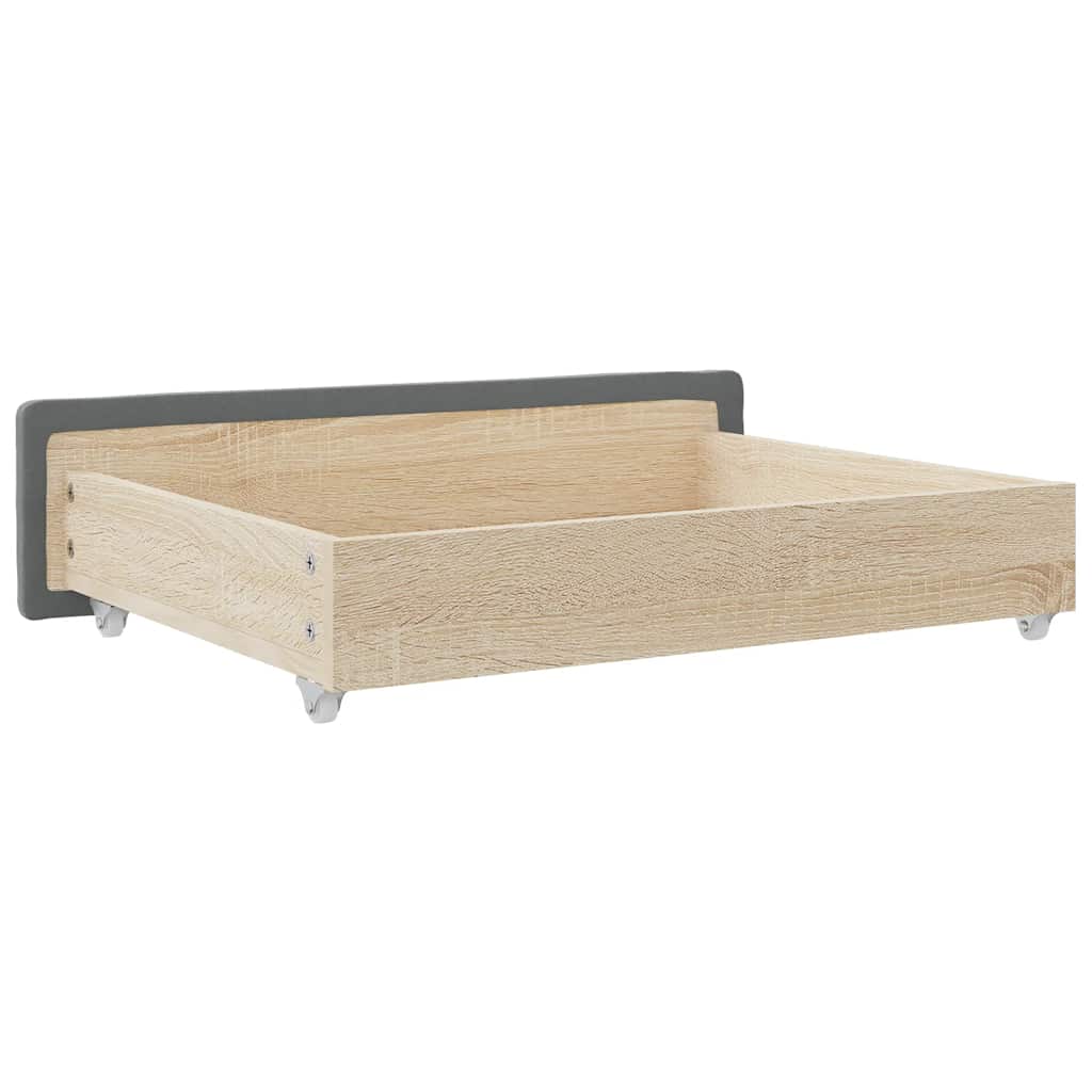 Cassetti da Letto 2pz Grigio Scuro in Truciolato e Tessuto - homemem39