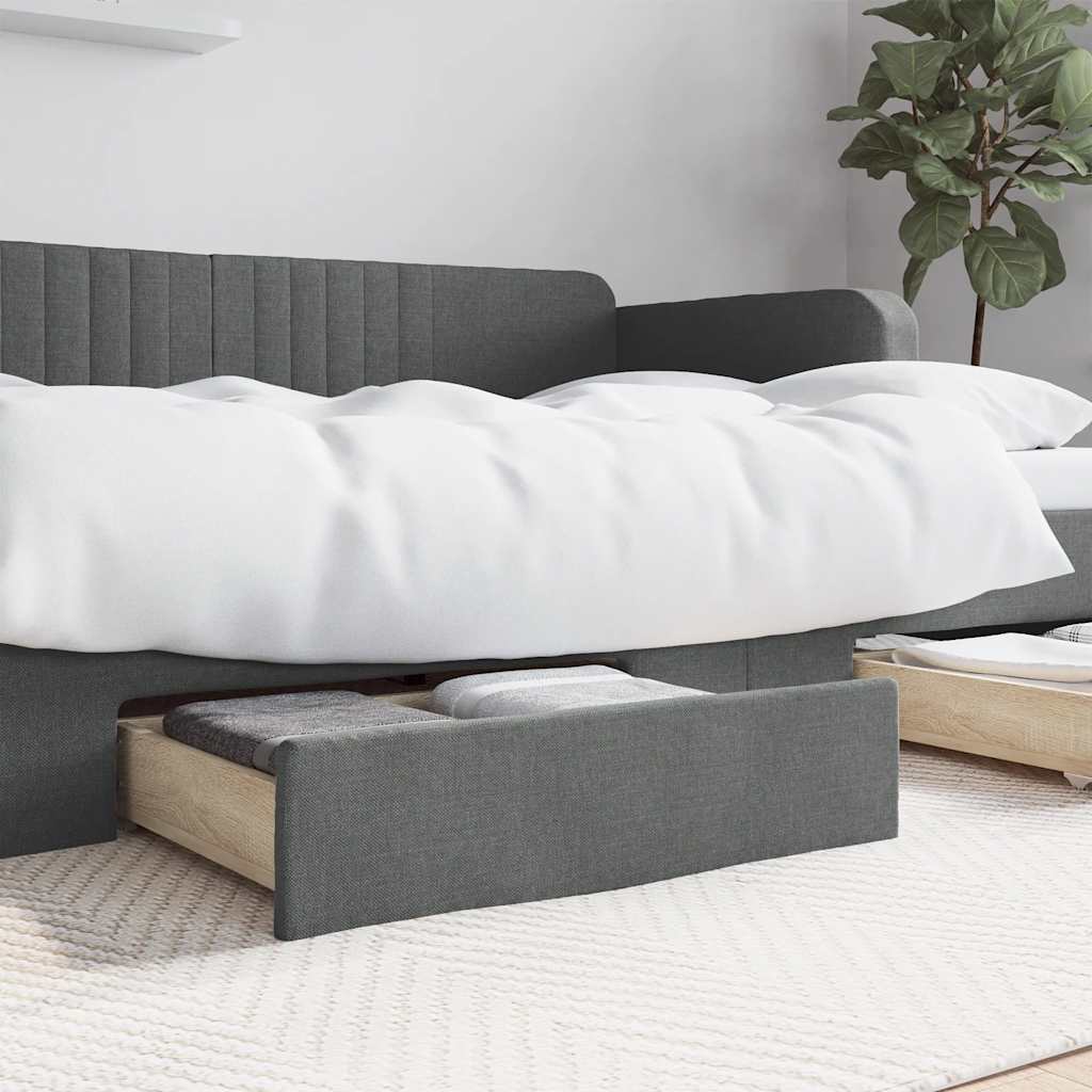Cassetti da Letto 2pz Grigio Scuro in Truciolato e Tessuto - homemem39