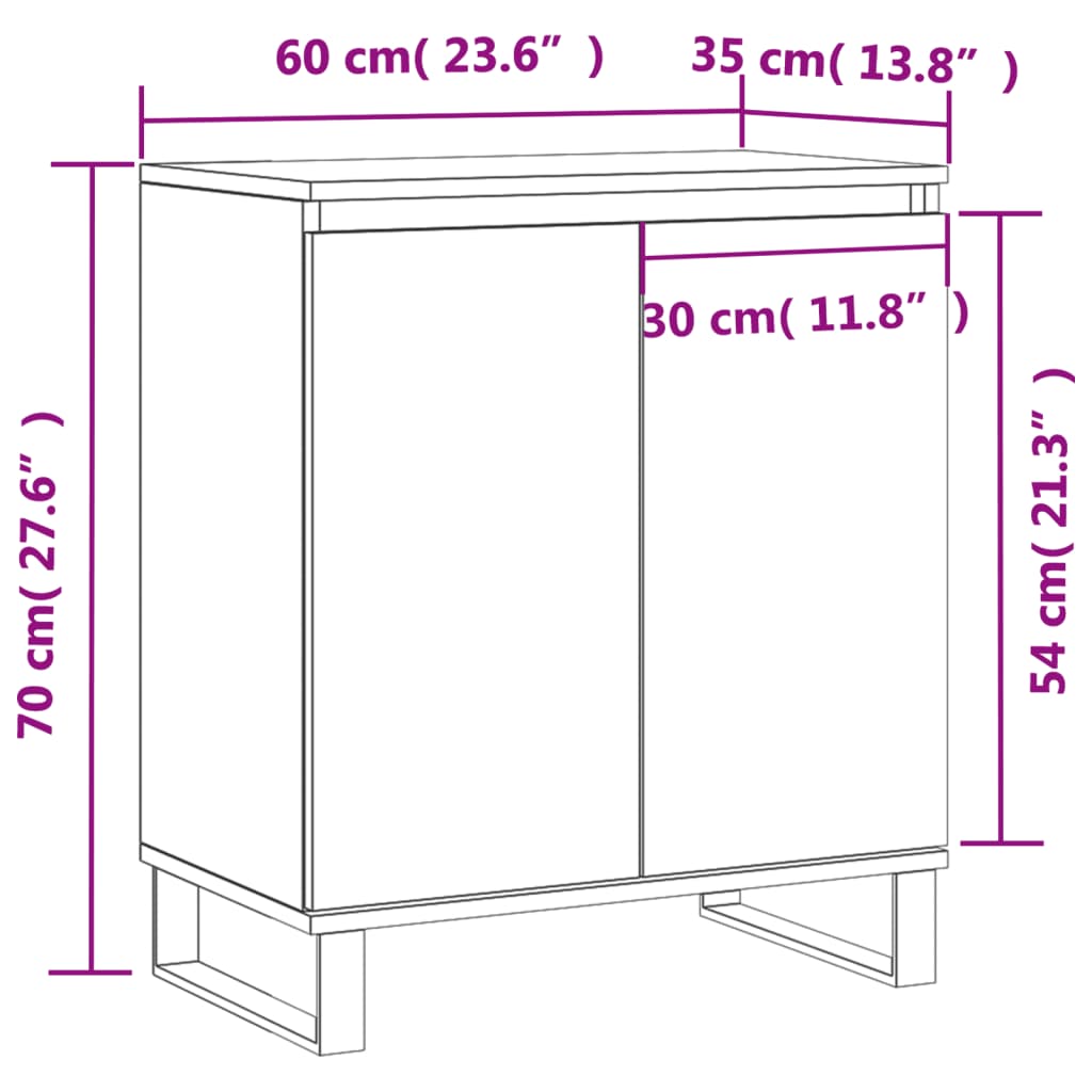 Credenza Bianca 60x35x70 cm in Legno Multistrato | homemem39