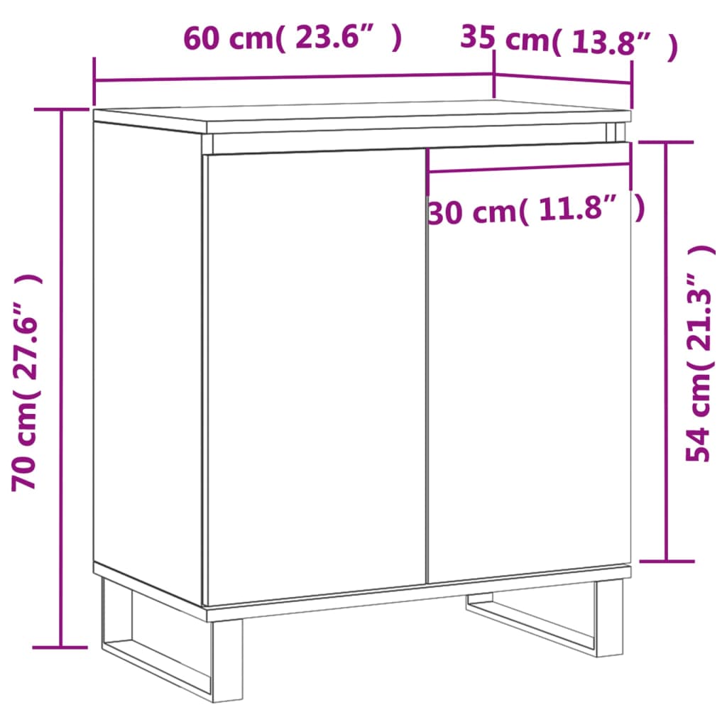 Credenza Grigio Sonoma 60x35x70 cm in Legno Multistrato | homemem39