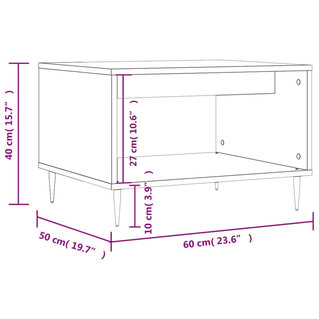 Tavolino da Salotto Bianco 60x50x40 cm in Legno Multistrato | homemem39
