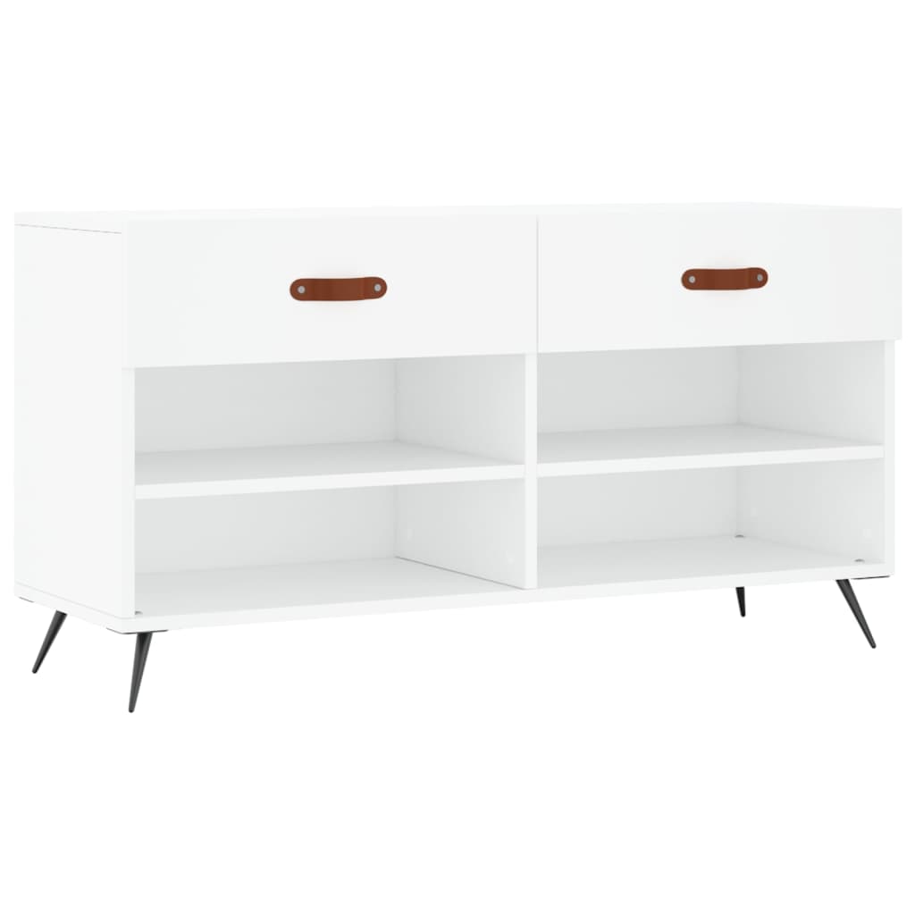 Panca Porta Scarpe Bianca 102x35x55 cm in Legno Multistrato - homemem39
