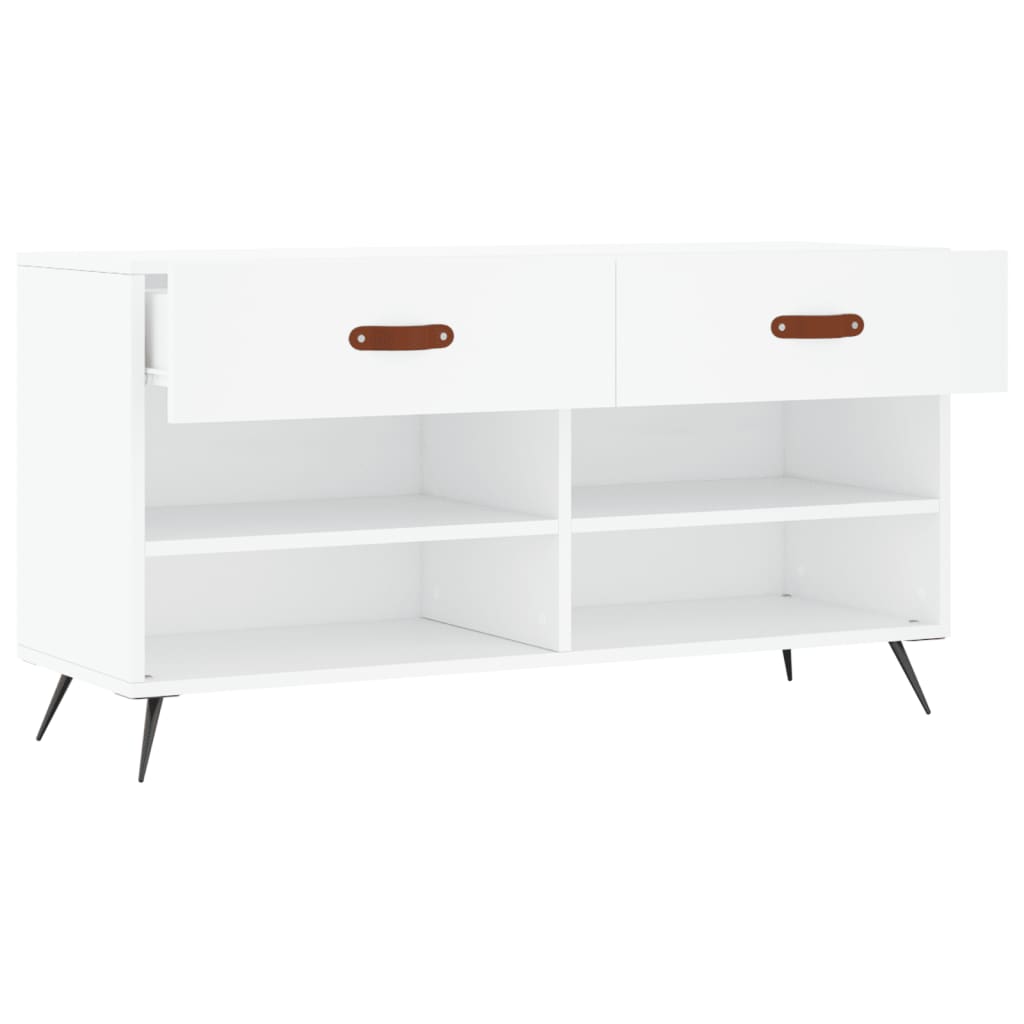 Panca Porta Scarpe Bianca 102x35x55 cm in Legno Multistrato - homemem39