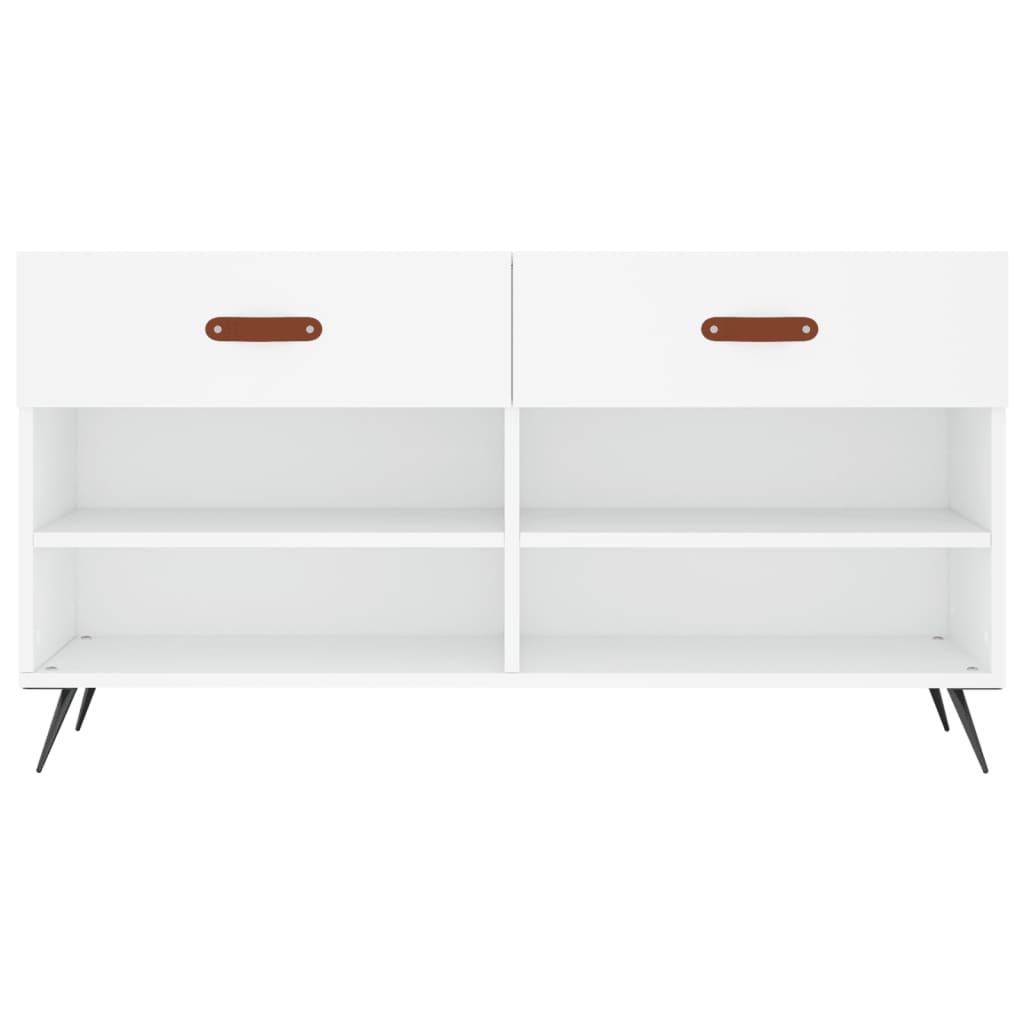 Panca Porta Scarpe Bianca 102x35x55 cm in Legno Multistrato - homemem39