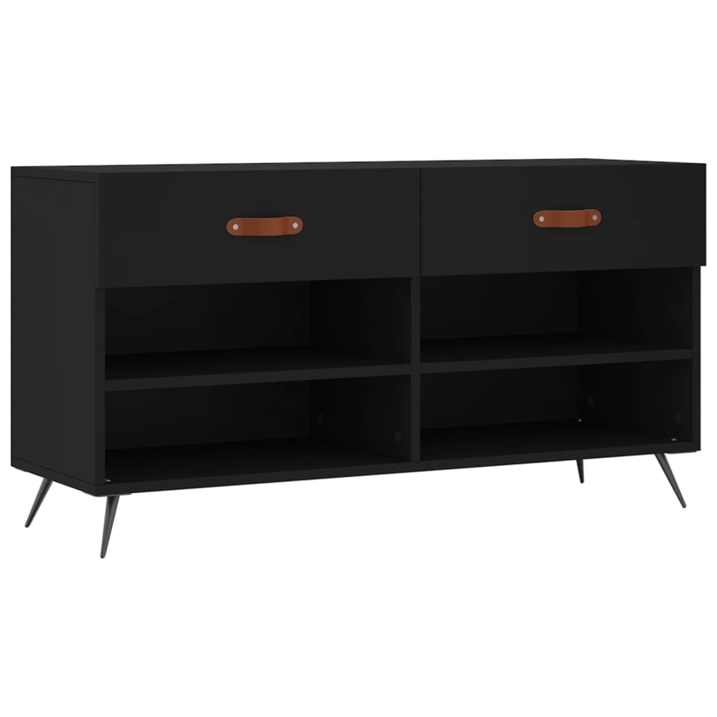 Panca Porta Scarpe Nera 102x35x55 cm in Legno Multistrato - homemem39