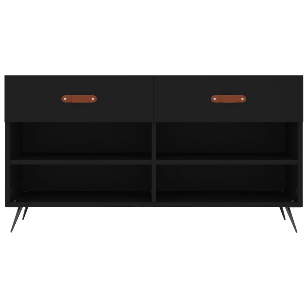 Panca Porta Scarpe Nera 102x35x55 cm in Legno Multistrato - homemem39