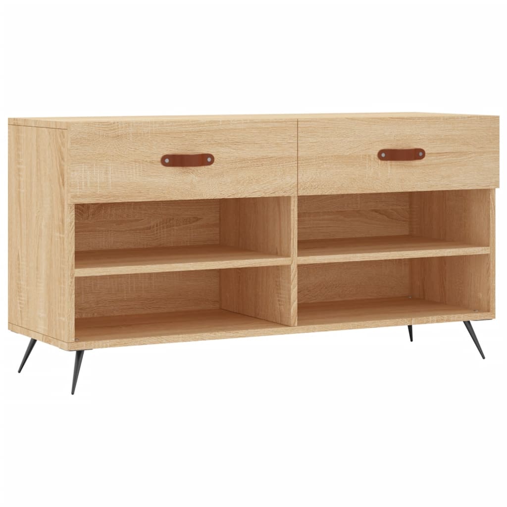 Panca Porta Scarpe Rovere Sonoma 102x35x55 cm Legno Multistrato - homemem39