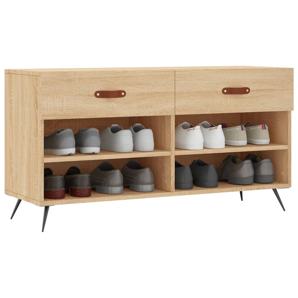Panca Porta Scarpe Rovere Sonoma 102x35x55 cm Legno Multistrato - homemem39