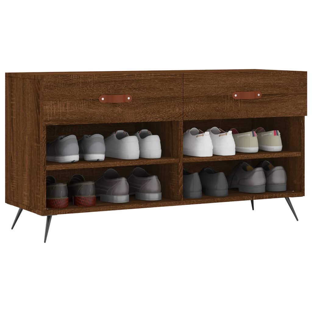 Panca Porta Scarpe Rovere Marrone 102x35x55cm Legno Multistrato - homemem39
