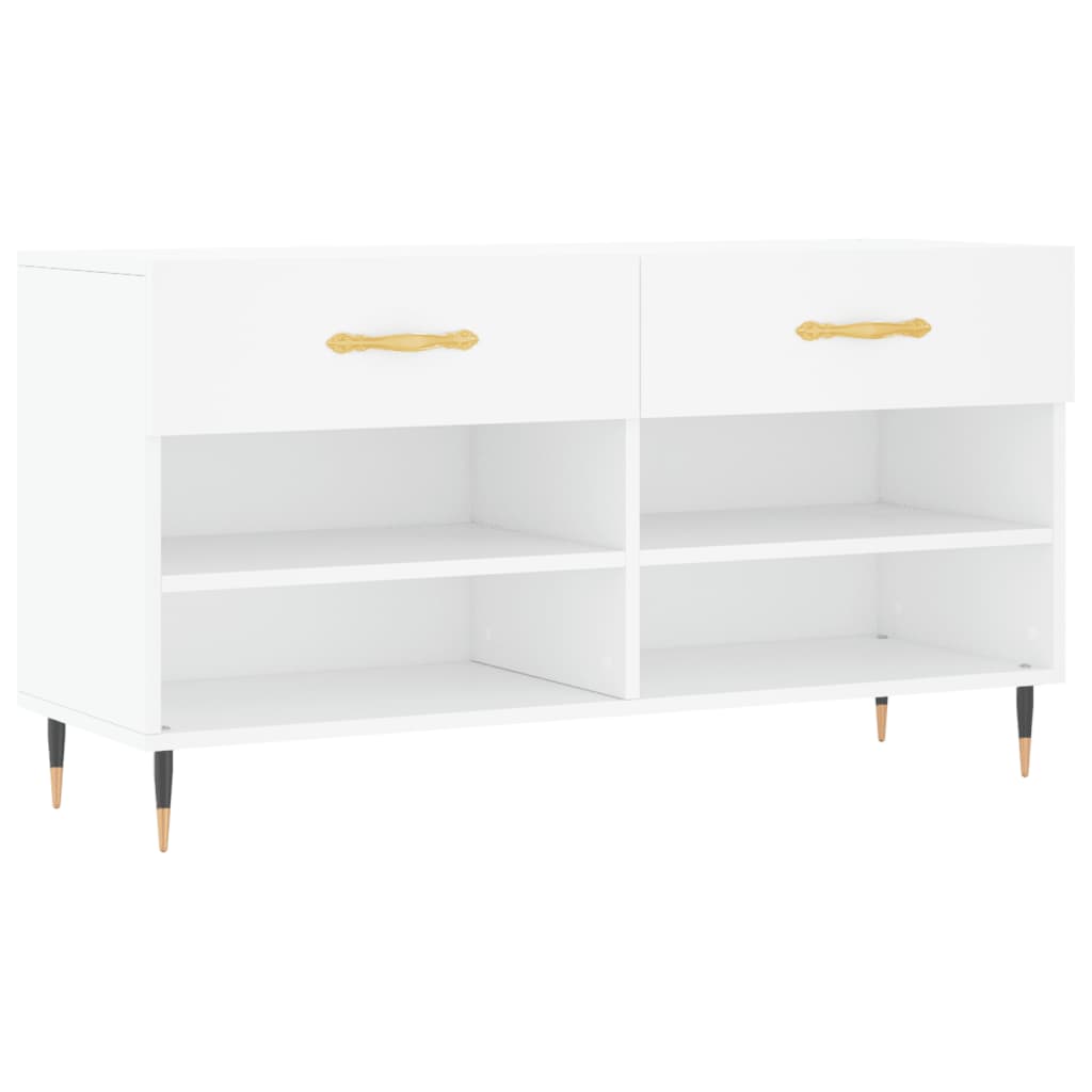 Panca Porta Scarpe Bianca 102x35x55 cm in Legno Multistrato - homemem39