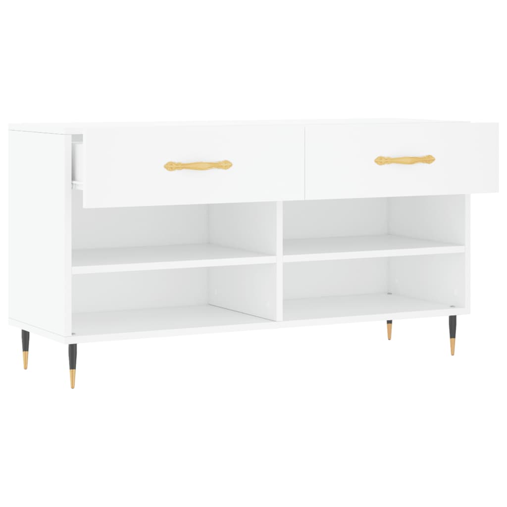 Panca Porta Scarpe Bianca 102x35x55 cm in Legno Multistrato - homemem39