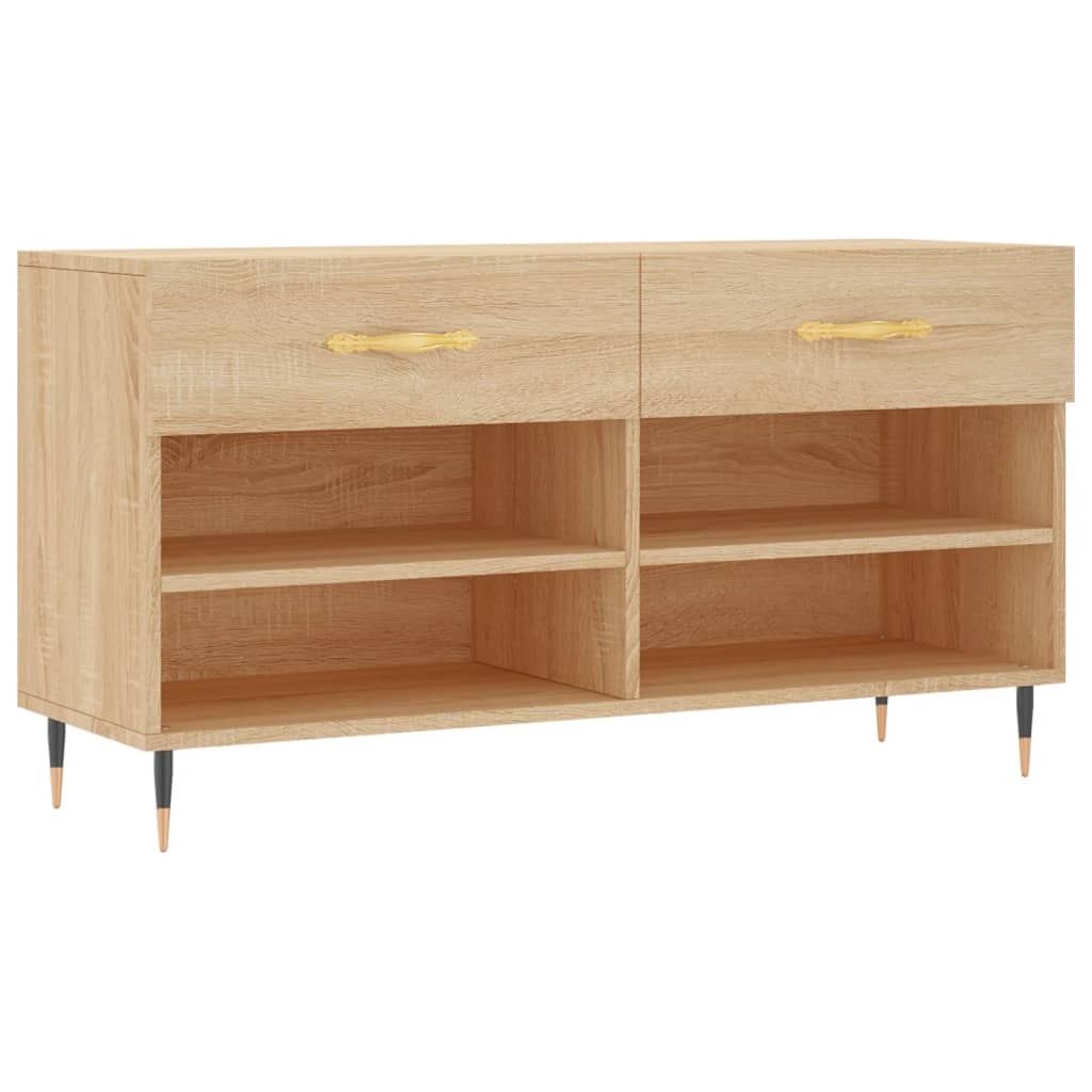 Panca Porta Scarpe Rovere Sonoma 102x35x55 cm Legno Multistrato - homemem39
