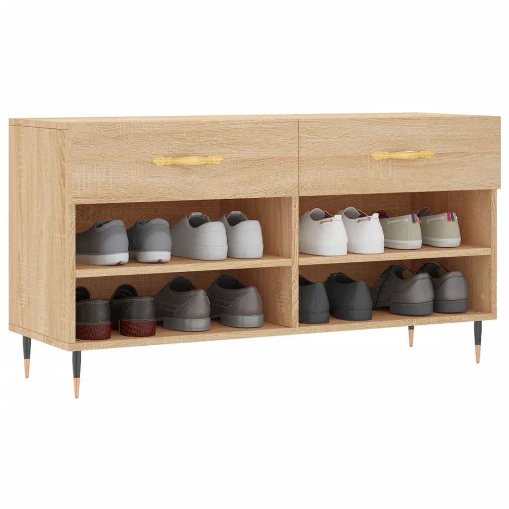 Panca Porta Scarpe Rovere Sonoma 102x35x55 cm Legno Multistrato - homemem39