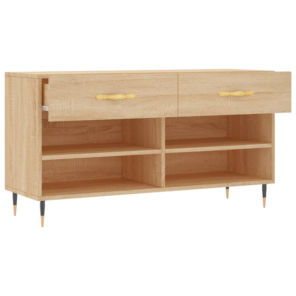 Panca Porta Scarpe Rovere Sonoma 102x35x55 cm Legno Multistrato - homemem39