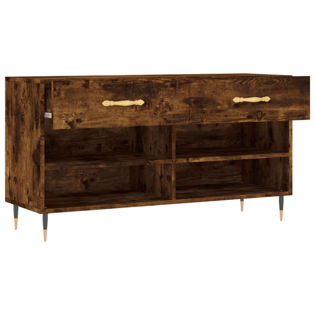 Panca Porta Scarpe Rovere Fumo 102x35x55 cm Legno Multistrato - homemem39