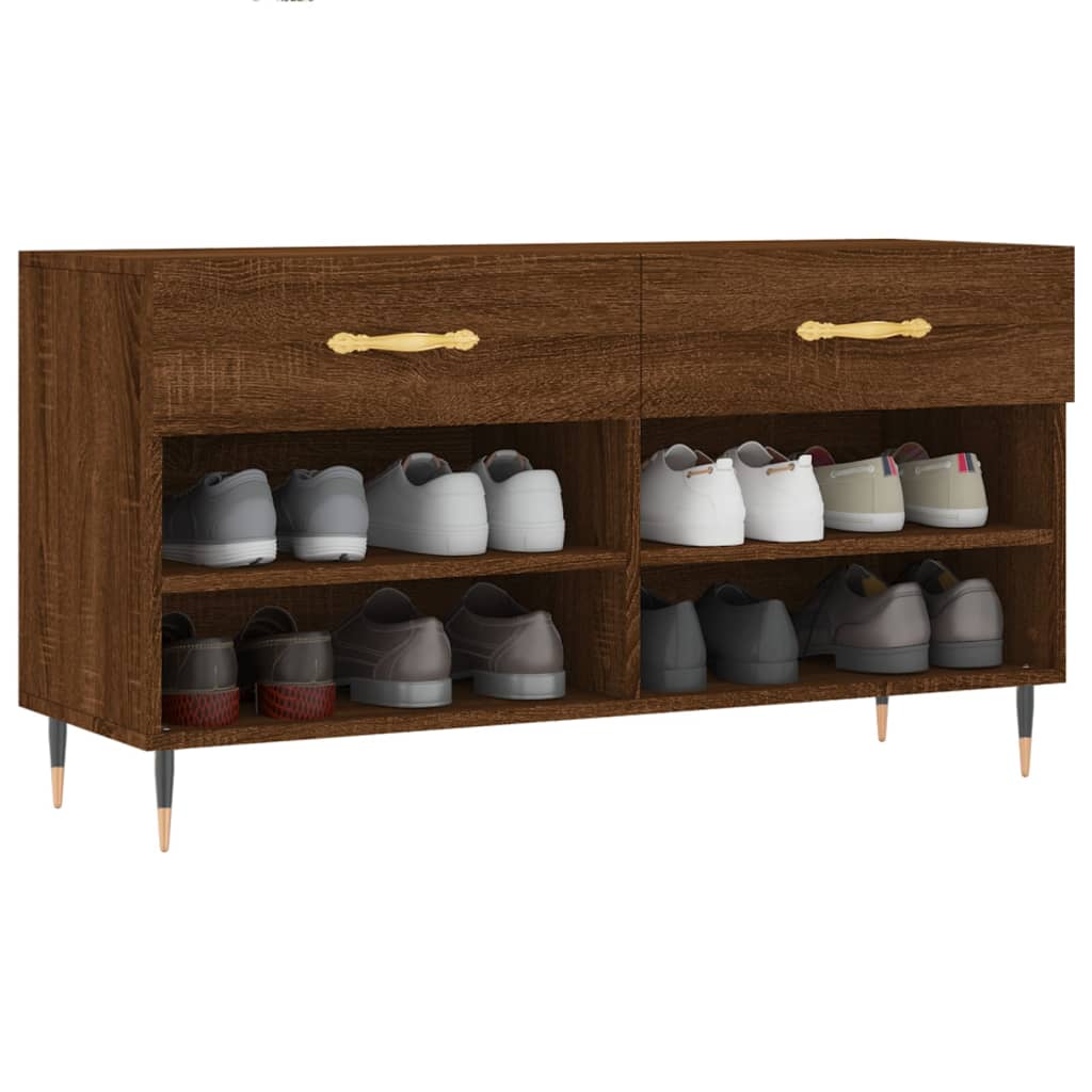 Panca Porta Scarpe Rovere Marrone 102x35x55cm Legno Multistrato - homemem39