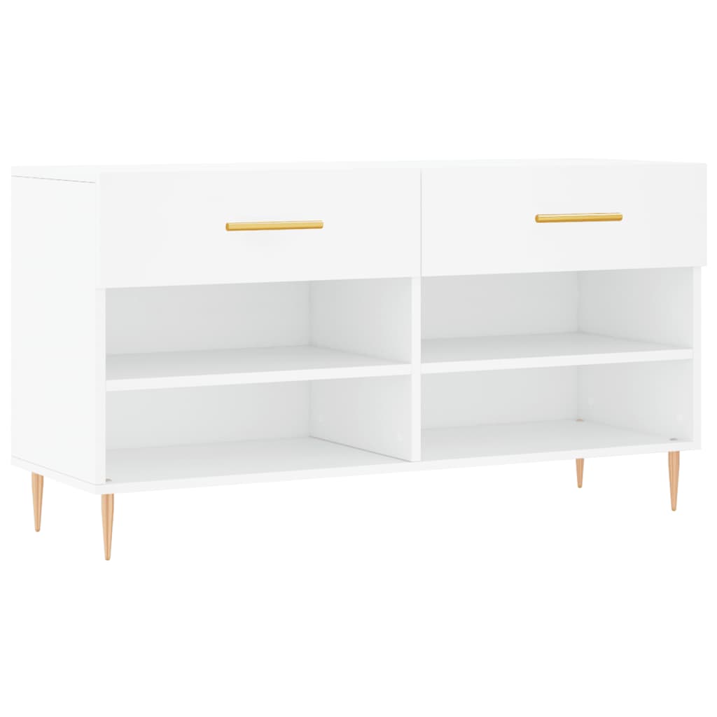Panca Porta Scarpe Bianca 102x35x55 cm in Legno Multistrato - homemem39