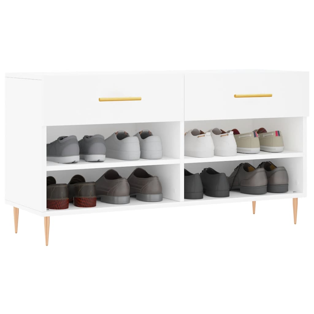Panca Porta Scarpe Bianca 102x35x55 cm in Legno Multistrato - homemem39