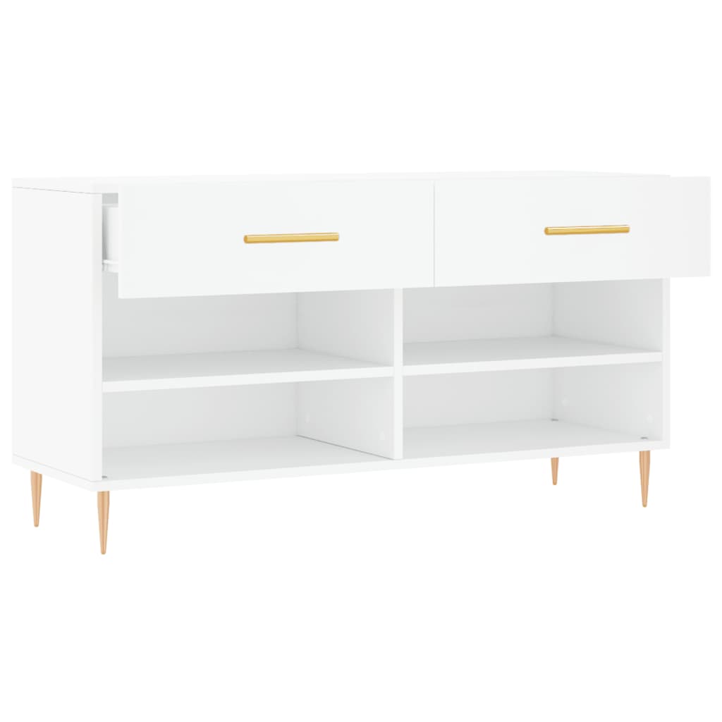 Panca Porta Scarpe Bianca 102x35x55 cm in Legno Multistrato - homemem39