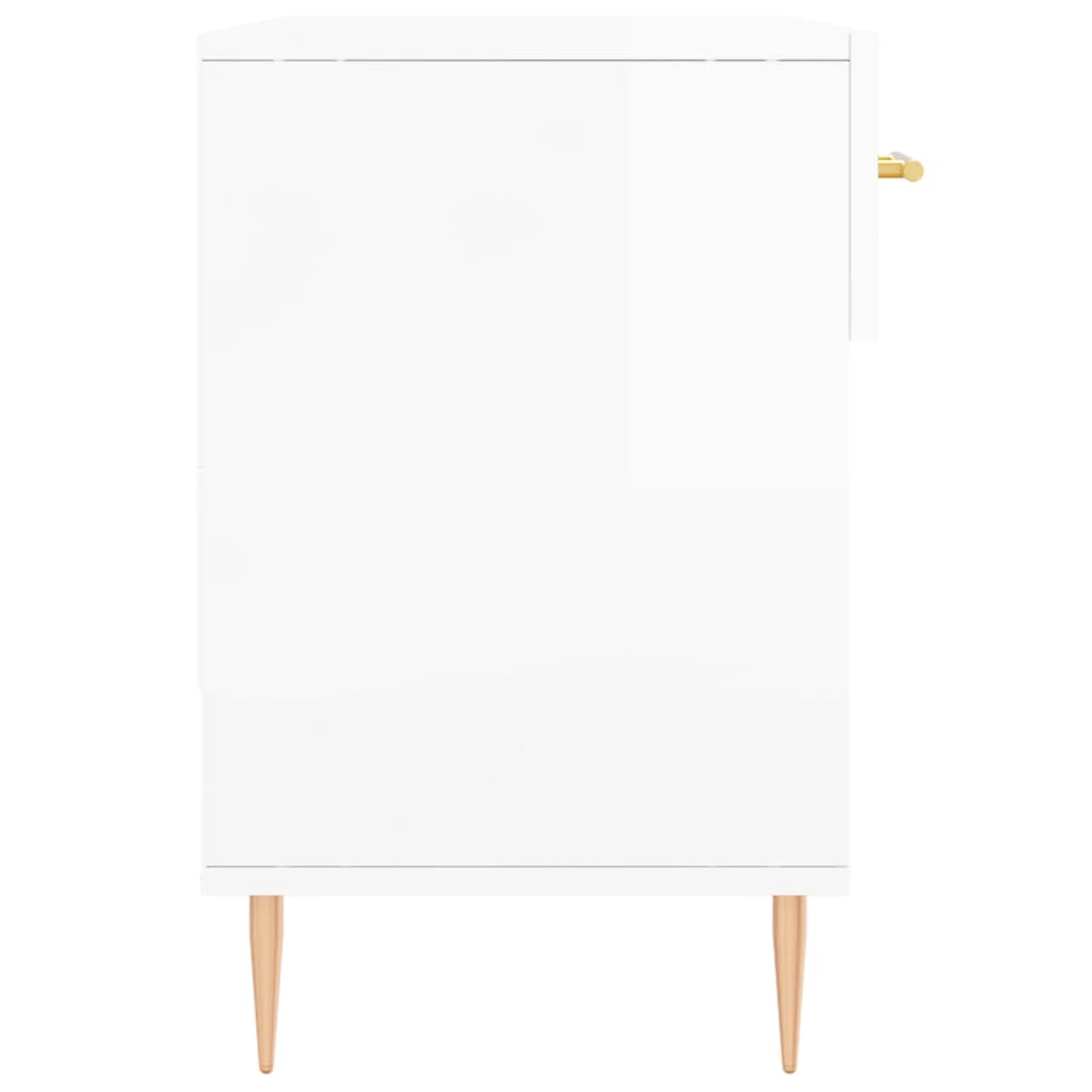 Panca Porta Scarpe Bianco Lucido 102x35x55 cm Legno Multistrato - homemem39