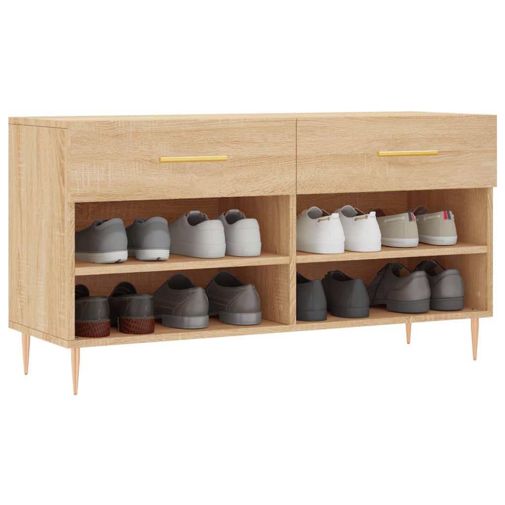 Panca Porta Scarpe Rovere Sonoma 102x35x55 cm Legno Multistrato - homemem39