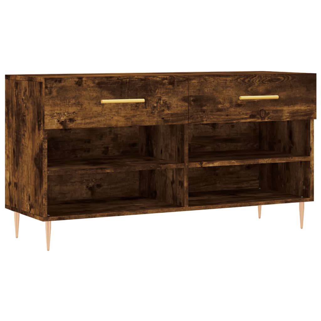 Panca Porta Scarpe Rovere Fumo 102x35x55 cm Legno Multistrato - homemem39