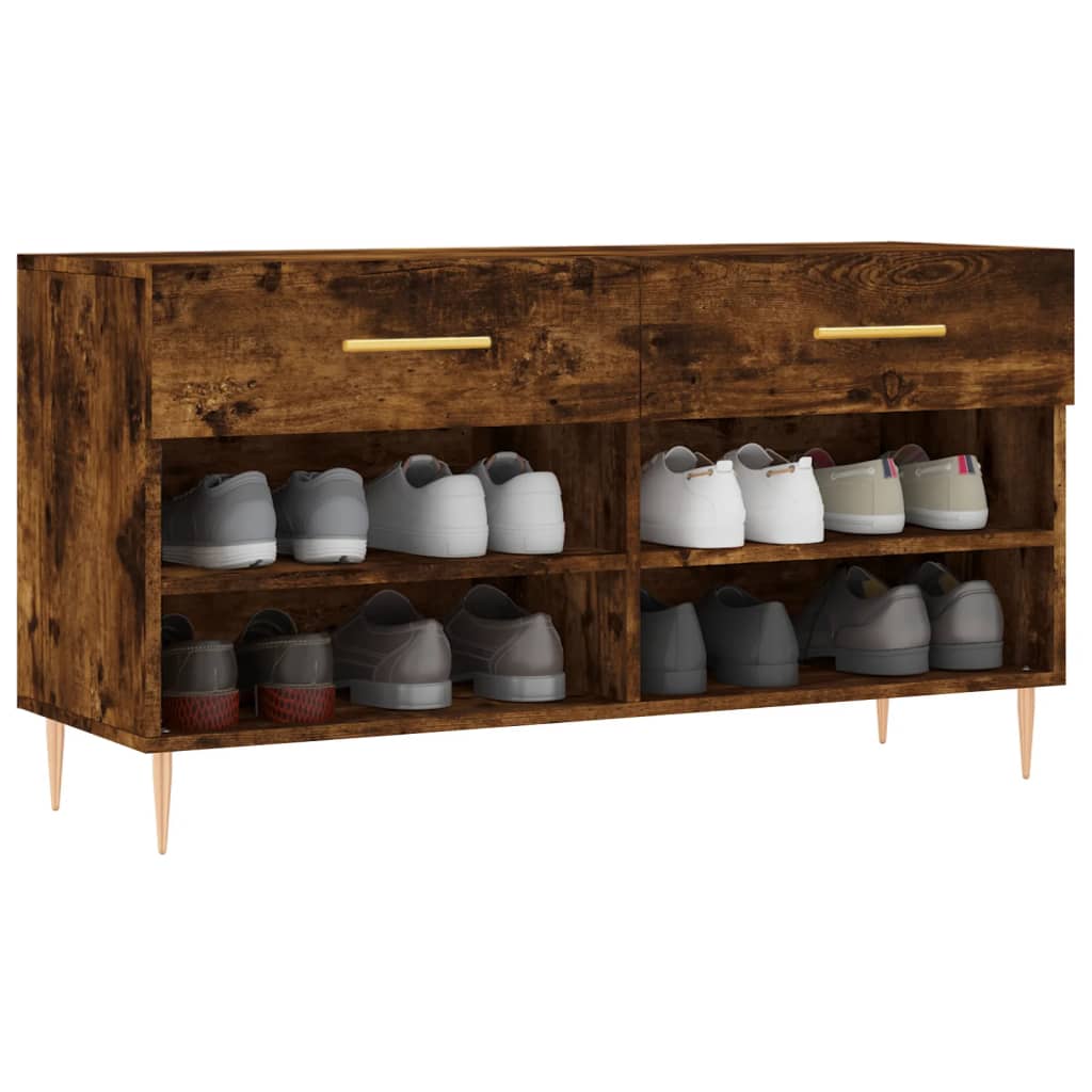 Panca Porta Scarpe Rovere Fumo 102x35x55 cm Legno Multistrato - homemem39