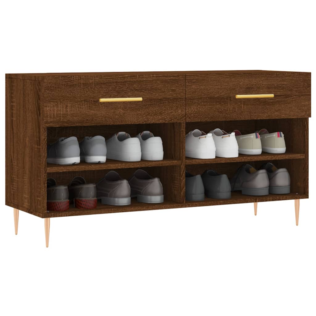 Panca Porta Scarpe Rovere Marrone 102x35x55cm Legno Multistrato - homemem39