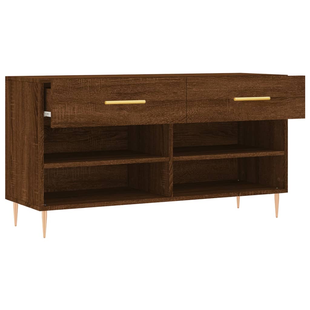 Panca Porta Scarpe Rovere Marrone 102x35x55cm Legno Multistrato - homemem39
