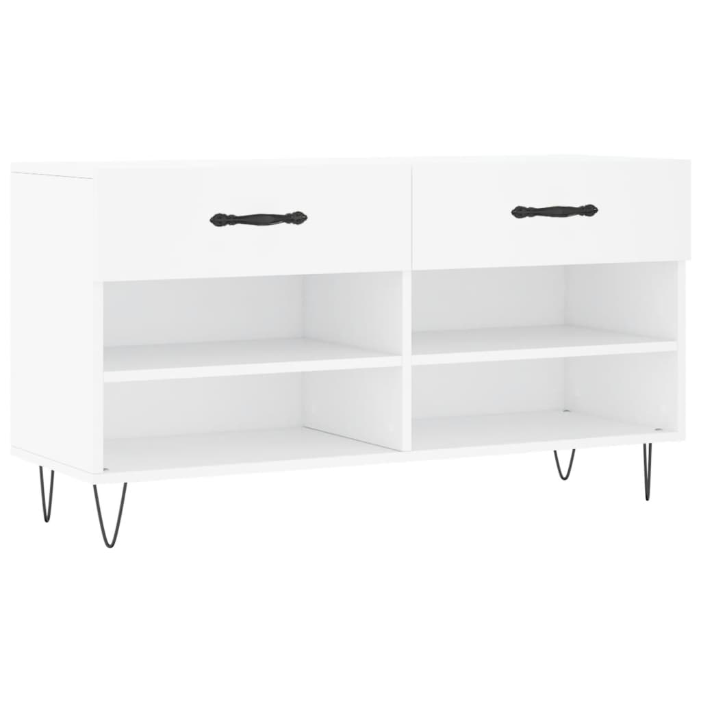 Panca Porta Scarpe Bianca 102x35x55 cm in Legno Multistrato - homemem39