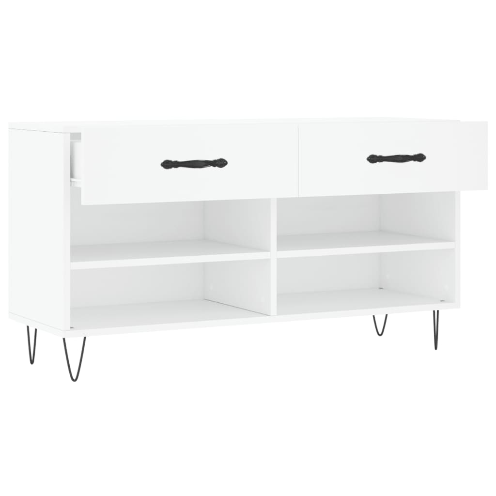 Panca Porta Scarpe Bianca 102x35x55 cm in Legno Multistrato - homemem39
