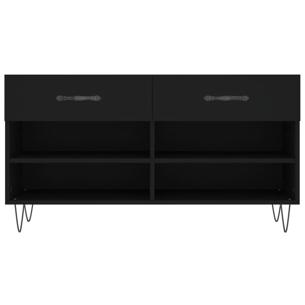 Panca Porta Scarpe Nera 102x35x55 cm in Legno Multistrato