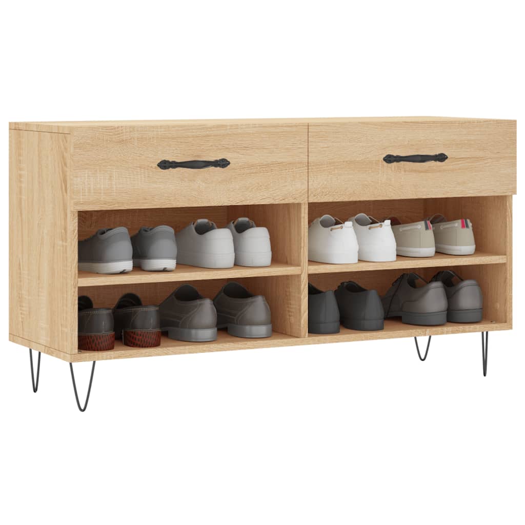 Panca Porta Scarpe Rovere Sonoma 102x35x55 cm Legno Multistrato - homemem39