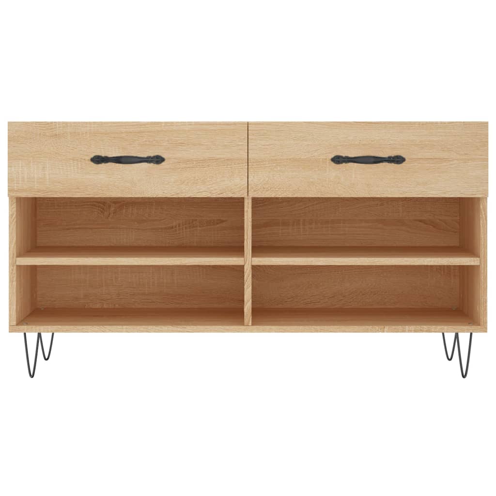 Panca Porta Scarpe Rovere Sonoma 102x35x55 cm Legno Multistrato - homemem39