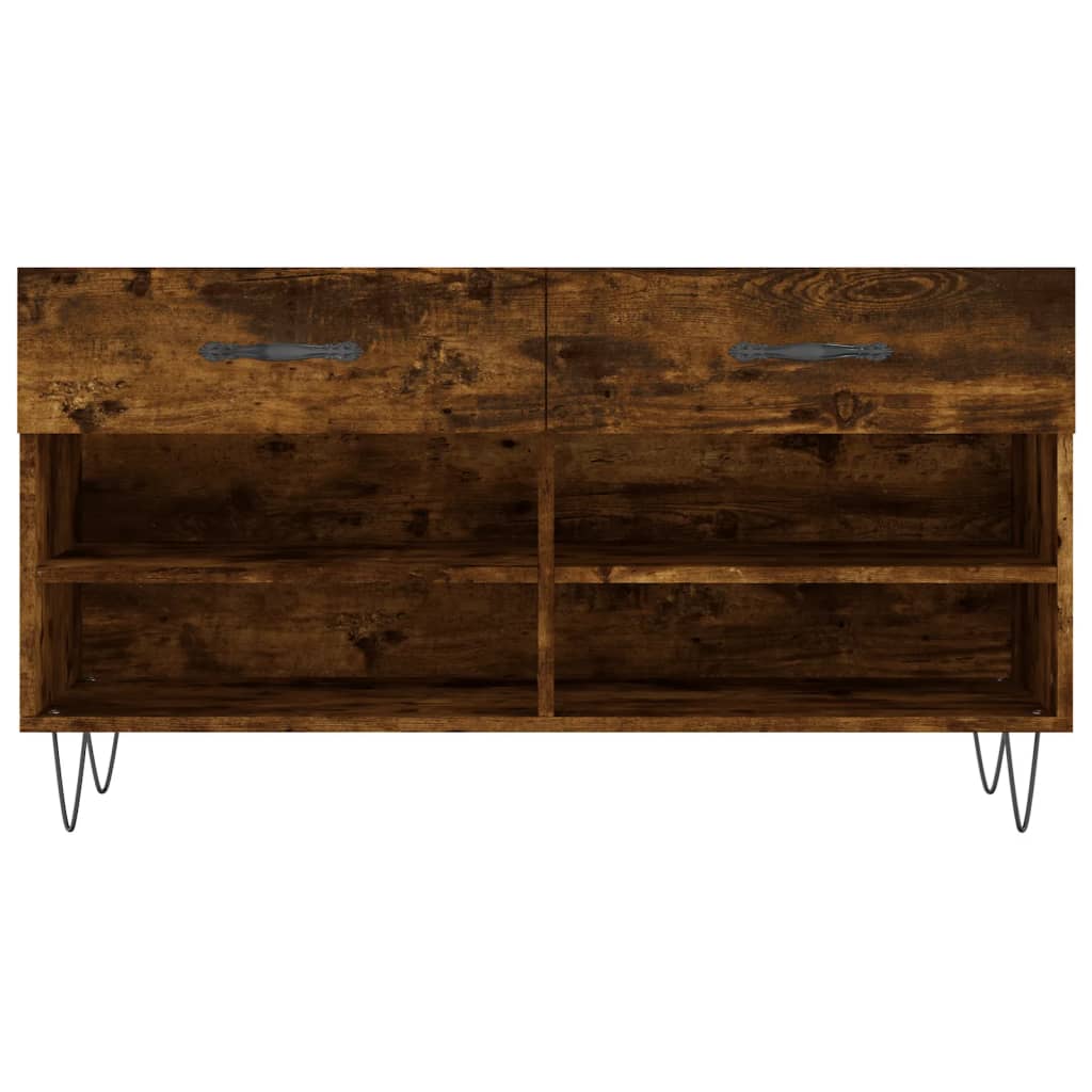 Panca Porta Scarpe Rovere Fumo 102x35x55 cm Legno Multistrato