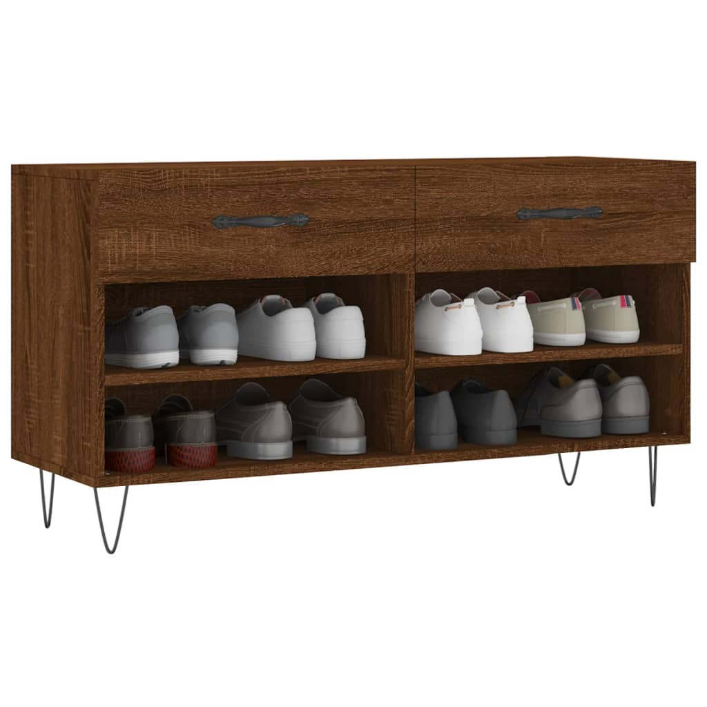 Panca Porta Scarpe Rovere Marrone 102x35x55cm Legno Multistrato - homemem39
