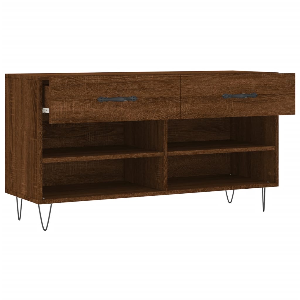 Panca Porta Scarpe Rovere Marrone 102x35x55cm Legno Multistrato - homemem39