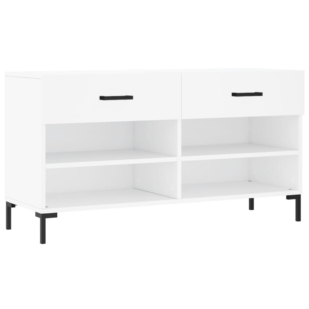 Panca Porta Scarpe Bianca 102x35x55 cm in Legno Multistrato - homemem39