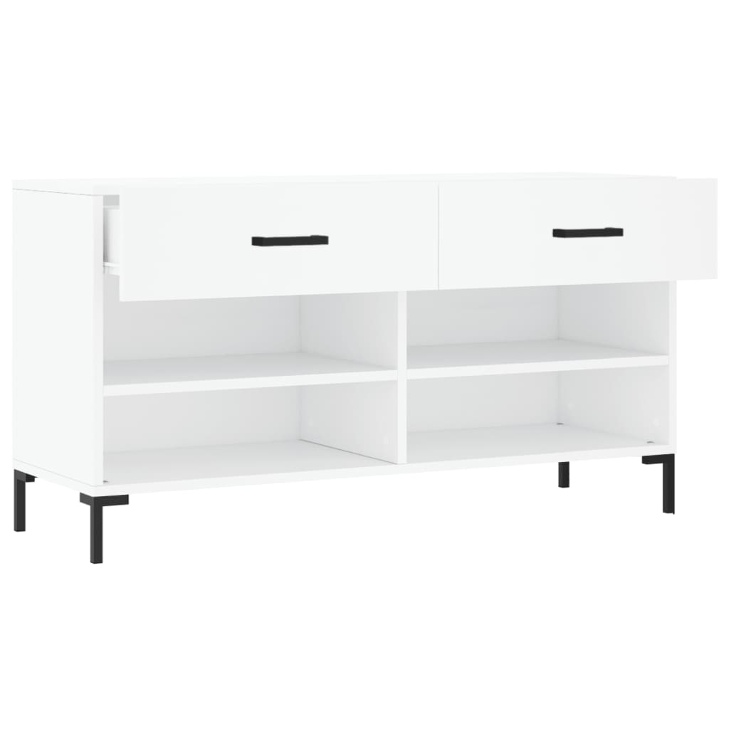 Panca Porta Scarpe Bianca 102x35x55 cm in Legno Multistrato - homemem39