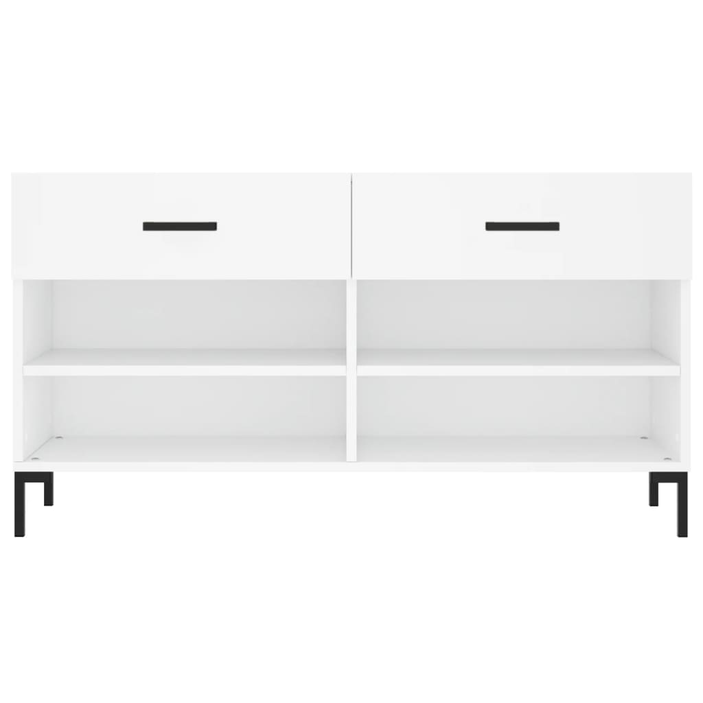 Panca Porta Scarpe Bianca 102x35x55 cm in Legno Multistrato - homemem39