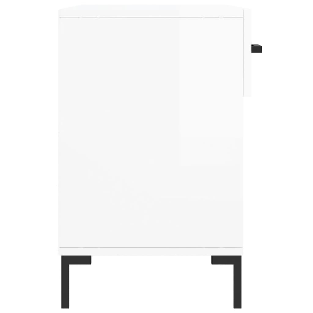 Panca Porta Scarpe Bianco Lucido 102x35x55 cm Legno Multistrato - homemem39
