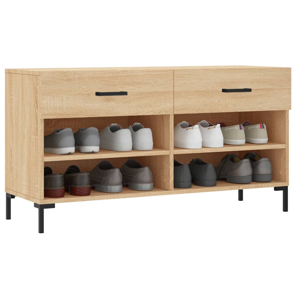 Panca Porta Scarpe Rovere Sonoma 102x35x55 cm Legno Multistrato - homemem39
