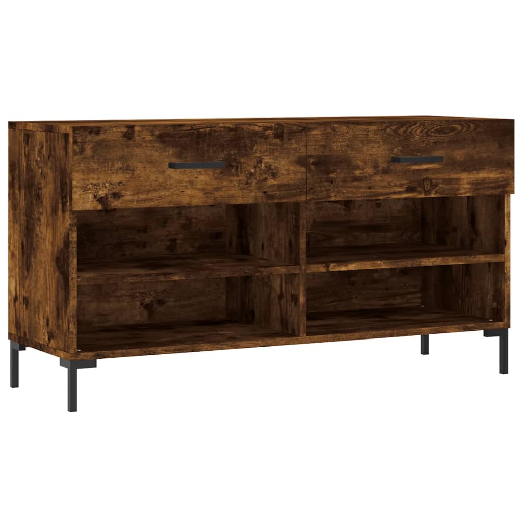 Panca Porta Scarpe Rovere Fumo 102x35x55 cm Legno Multistrato - homemem39