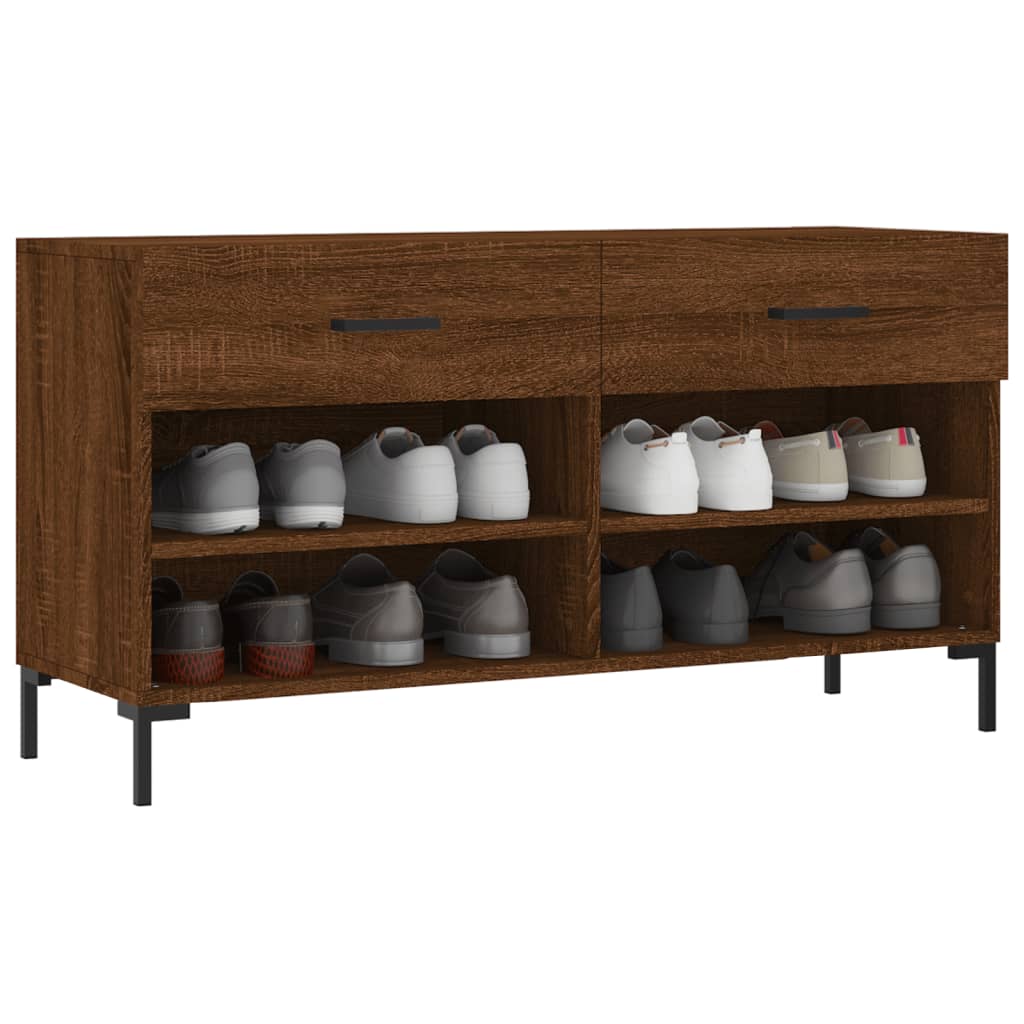 Panca Porta Scarpe Rovere Marrone 102x35x55cm Legno Multistrato - homemem39