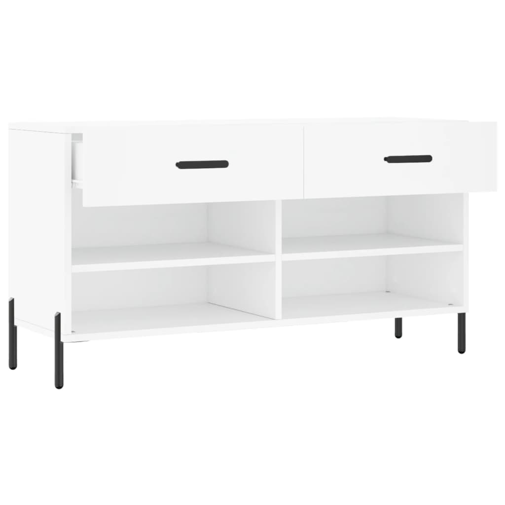 Panca Porta Scarpe Bianca 102x35x55 cm in Legno Multistrato - homemem39